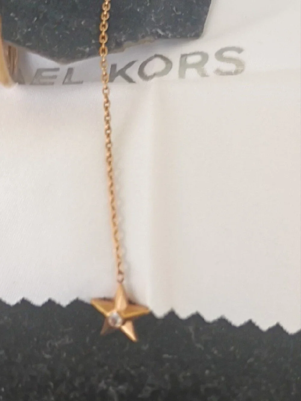 Michael Kors Gold Logo Hoop with Star Chain Drop Earring